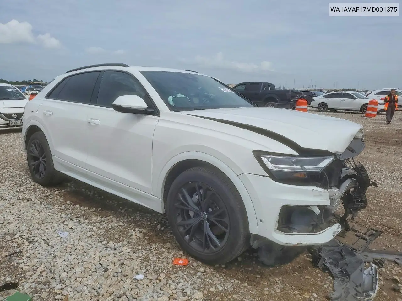 2021 Audi Q8 Premium VIN: WA1AVAF17MD001375 Lot: 56161986