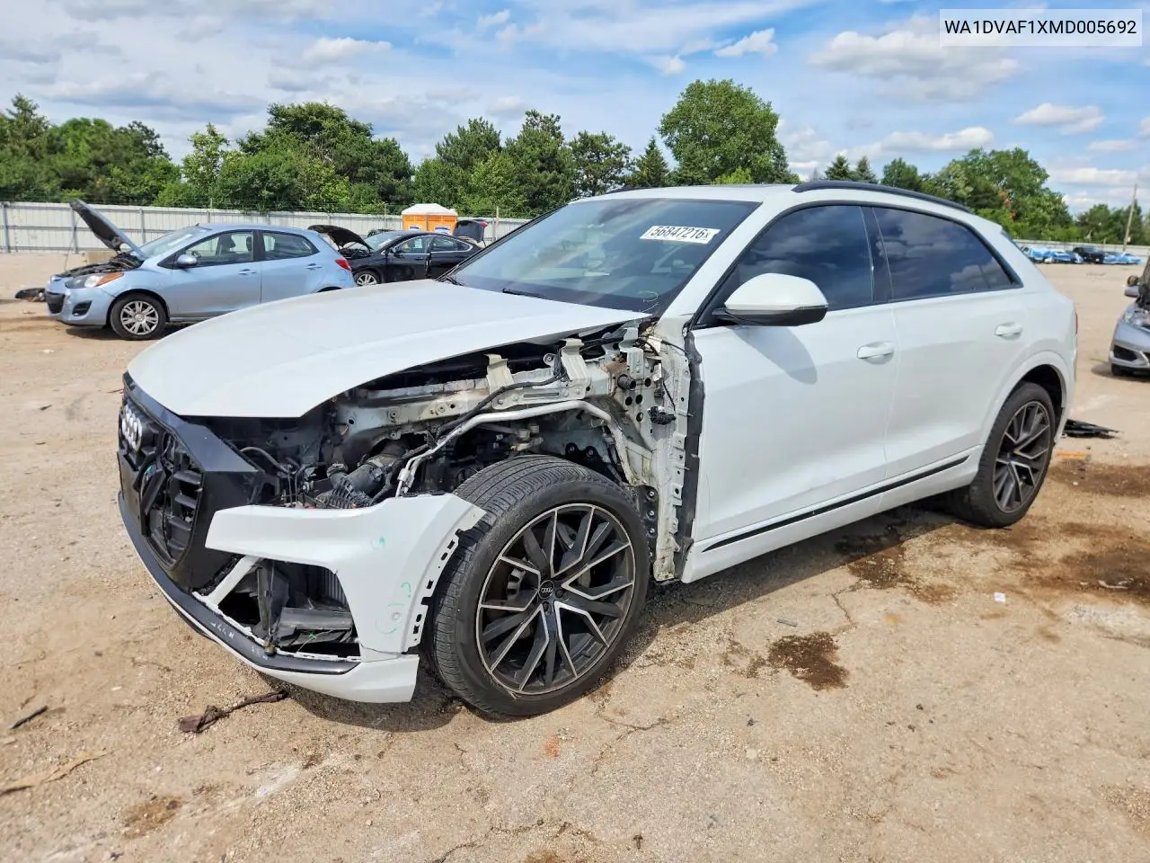 2021 Audi Q8 Progressiv VIN: WA1DVAF1XMD005692 Lot: 56847216