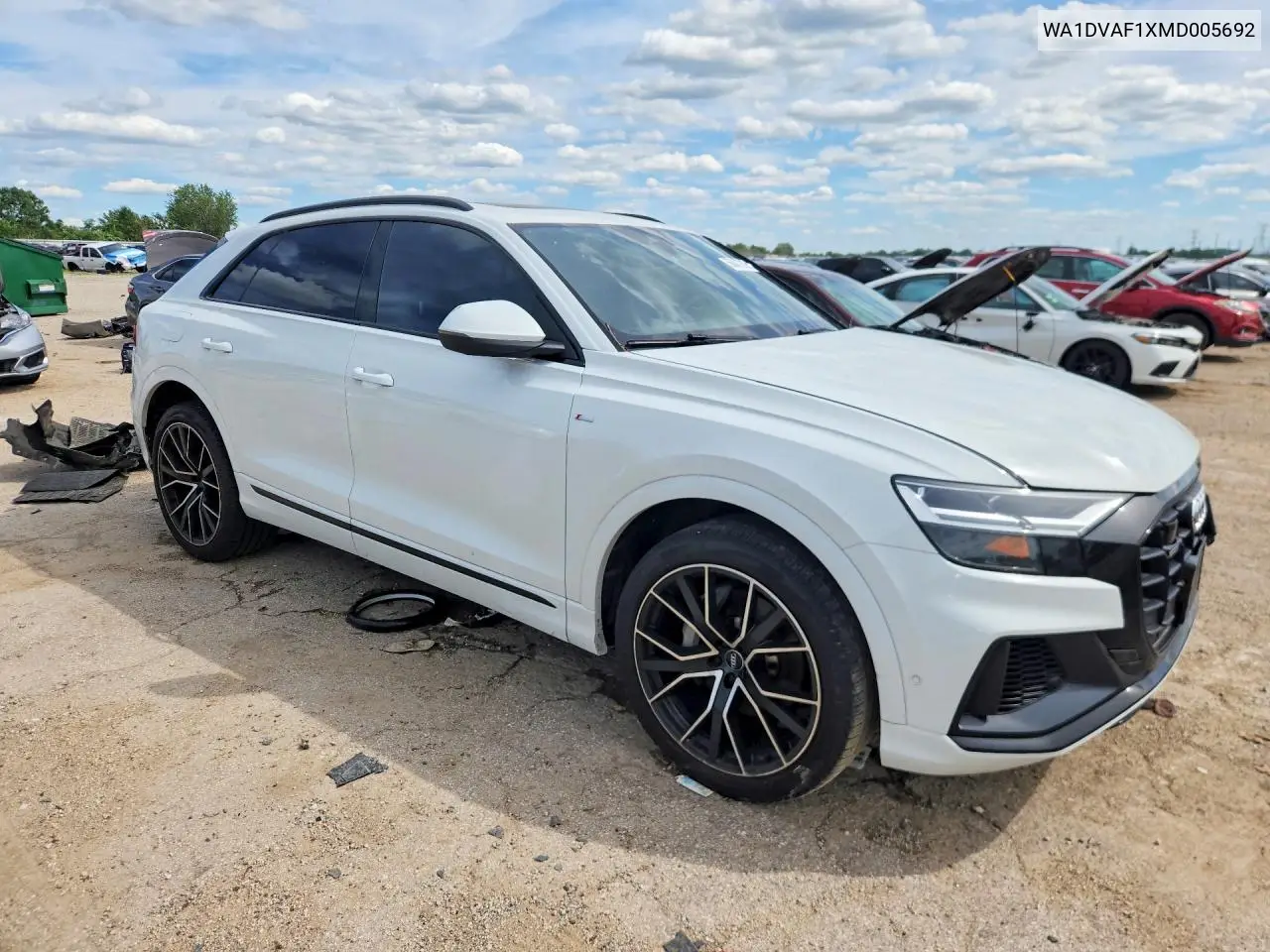 2021 Audi Q8 Progressiv VIN: WA1DVAF1XMD005692 Lot: 56847216