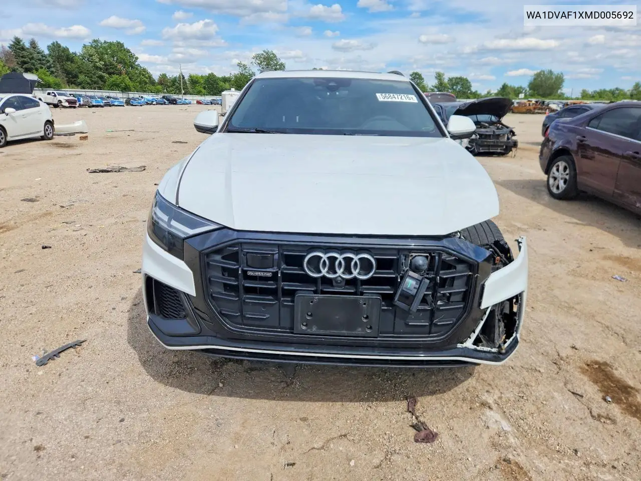 2021 Audi Q8 Progressiv VIN: WA1DVAF1XMD005692 Lot: 56847216