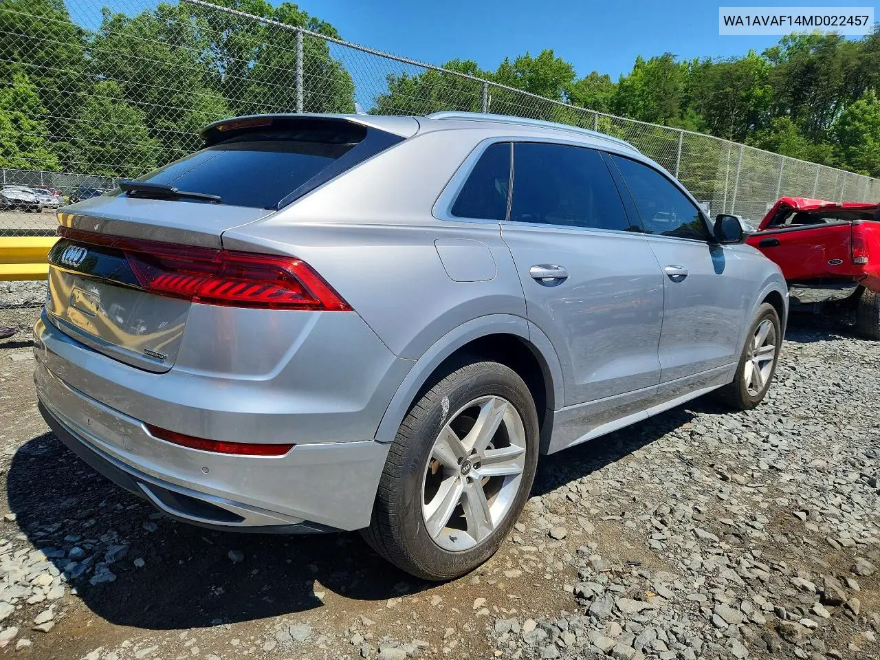 2021 Audi Q8 Premium VIN: WA1AVAF14MD022457 Lot: 57210016