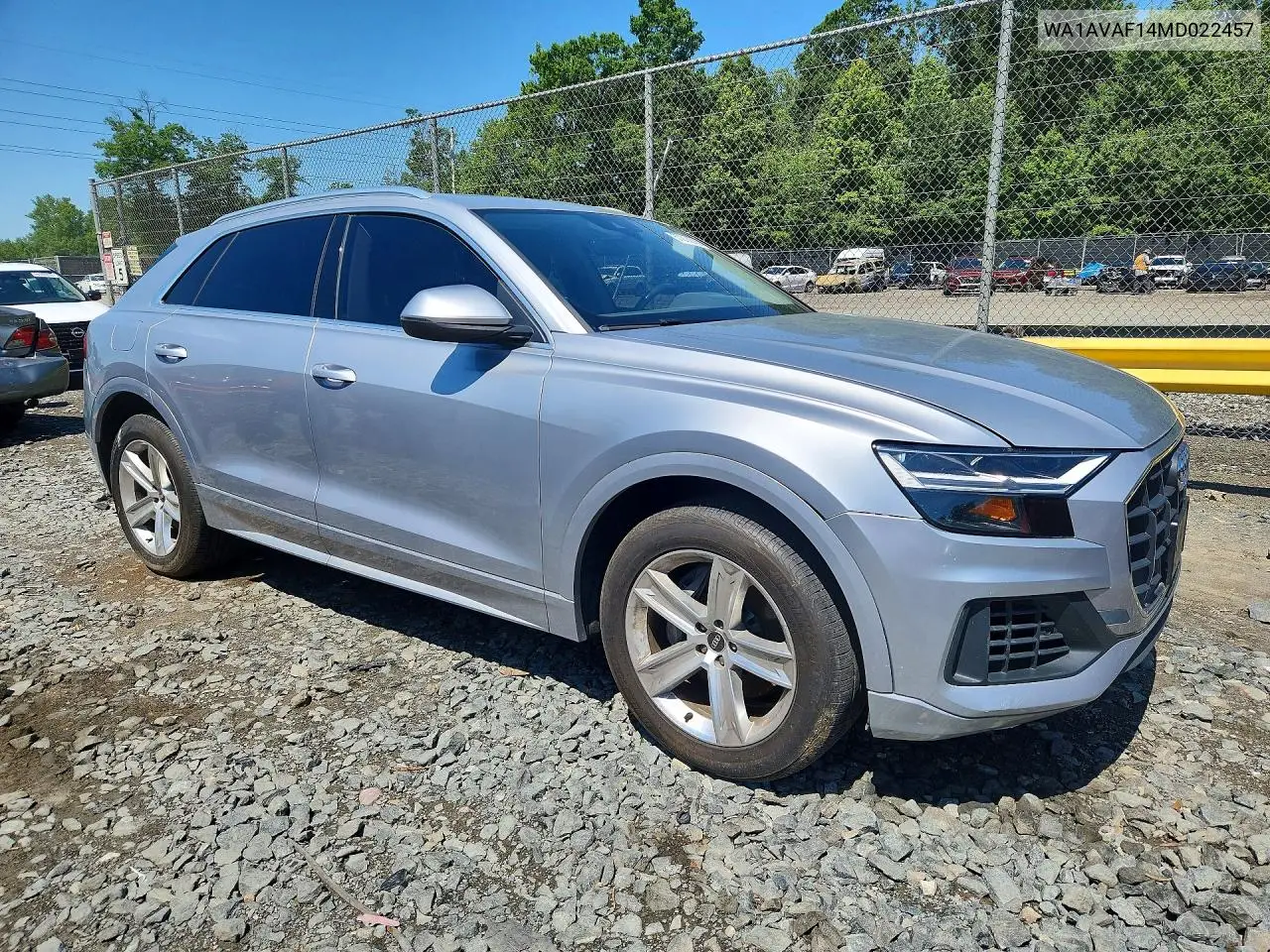 2021 Audi Q8 Premium VIN: WA1AVAF14MD022457 Lot: 57210016