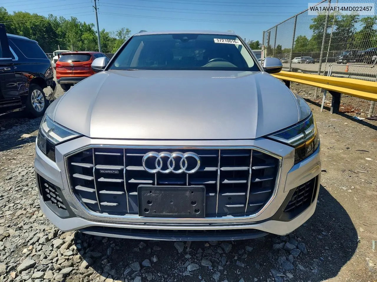 2021 Audi Q8 Premium VIN: WA1AVAF14MD022457 Lot: 57210016