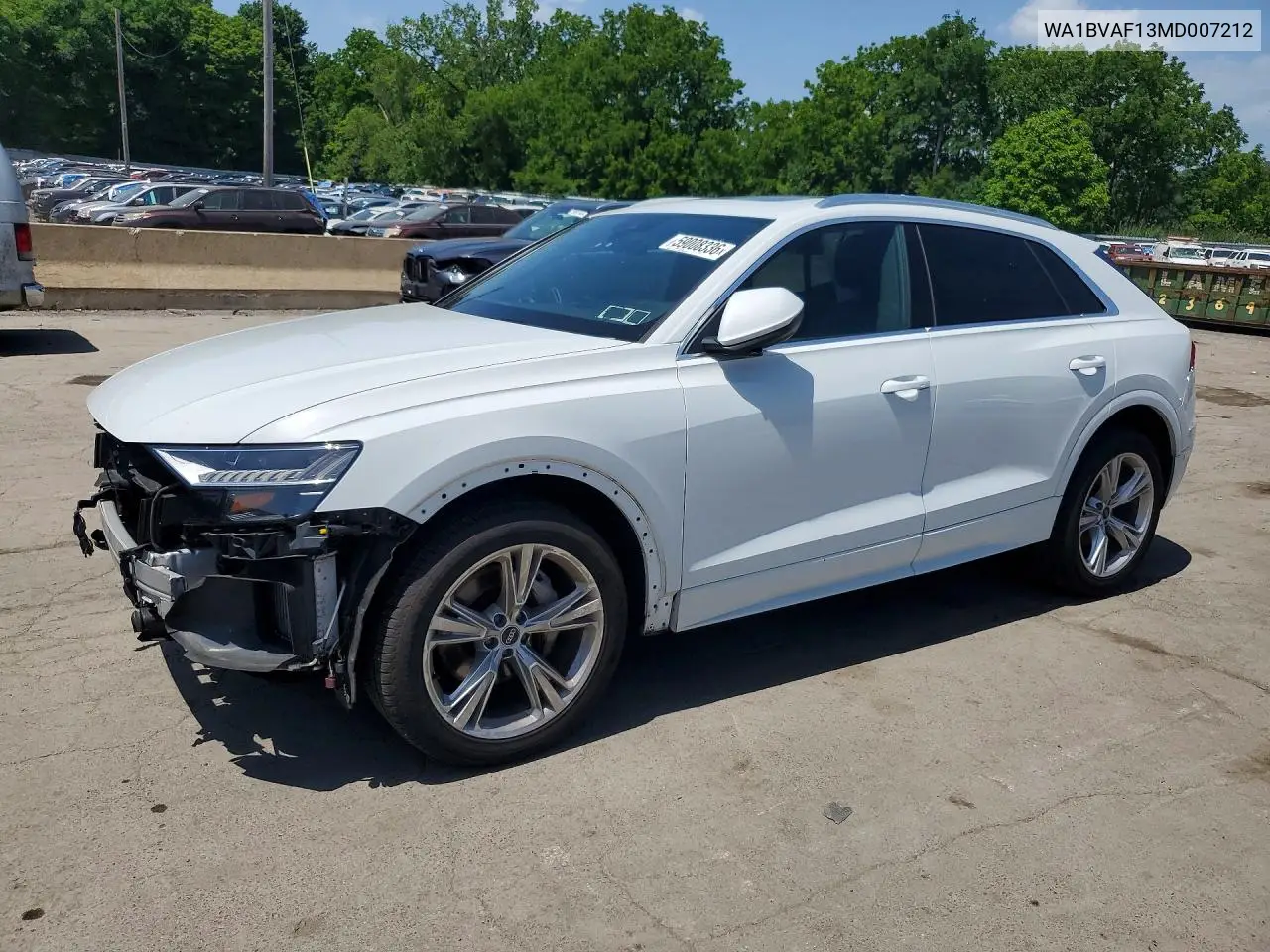 2021 Audi Q8 Premium Plus VIN: WA1BVAF13MD007212 Lot: 59008336