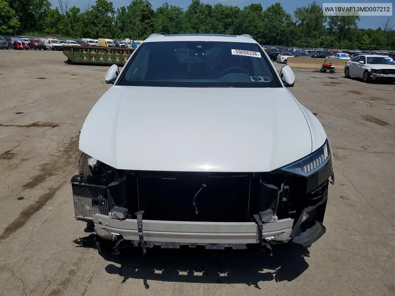 2021 Audi Q8 Premium Plus VIN: WA1BVAF13MD007212 Lot: 59008336