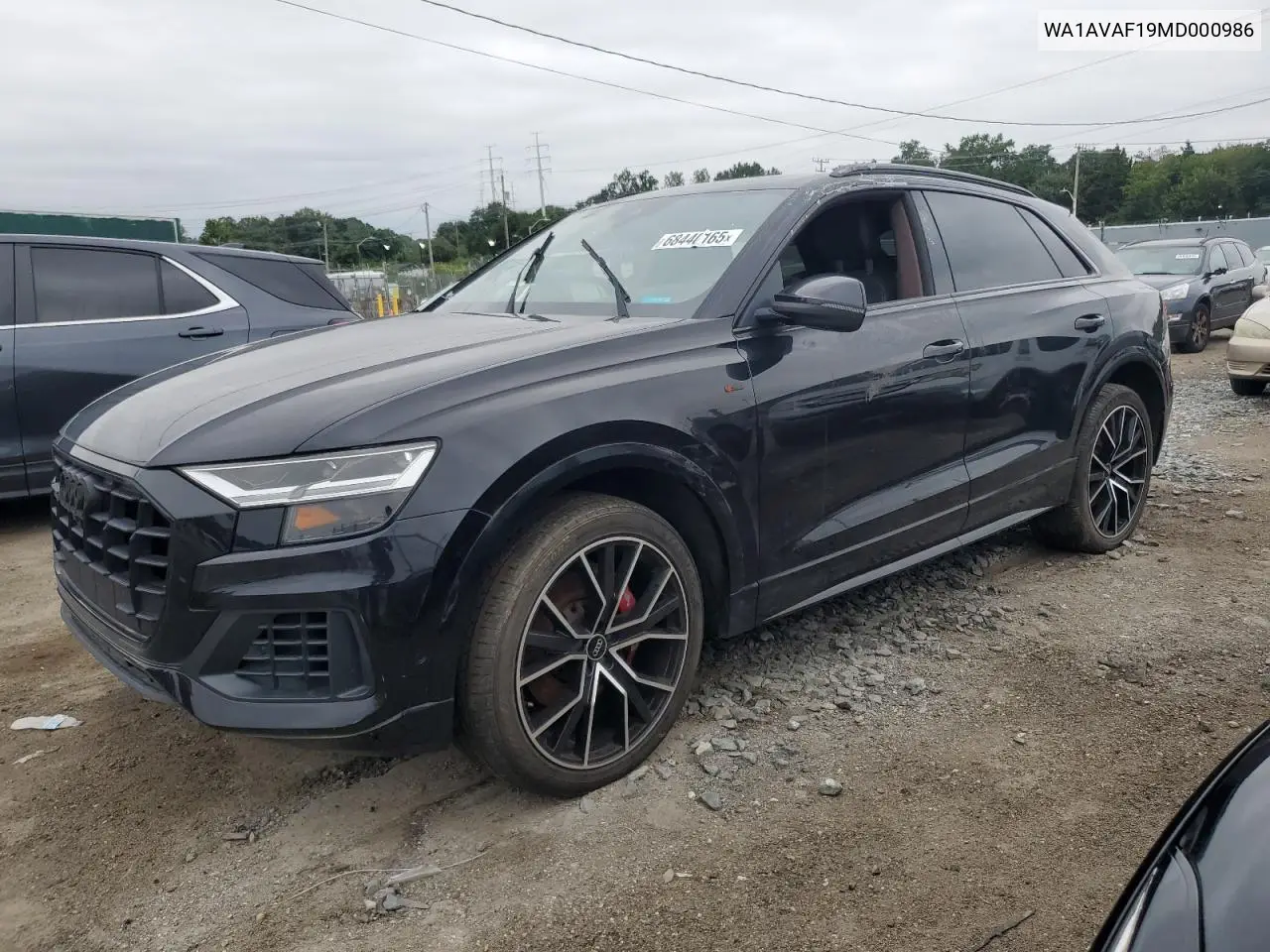 2021 Audi Q8 Premium VIN: WA1AVAF19MD000986 Lot: 68440165