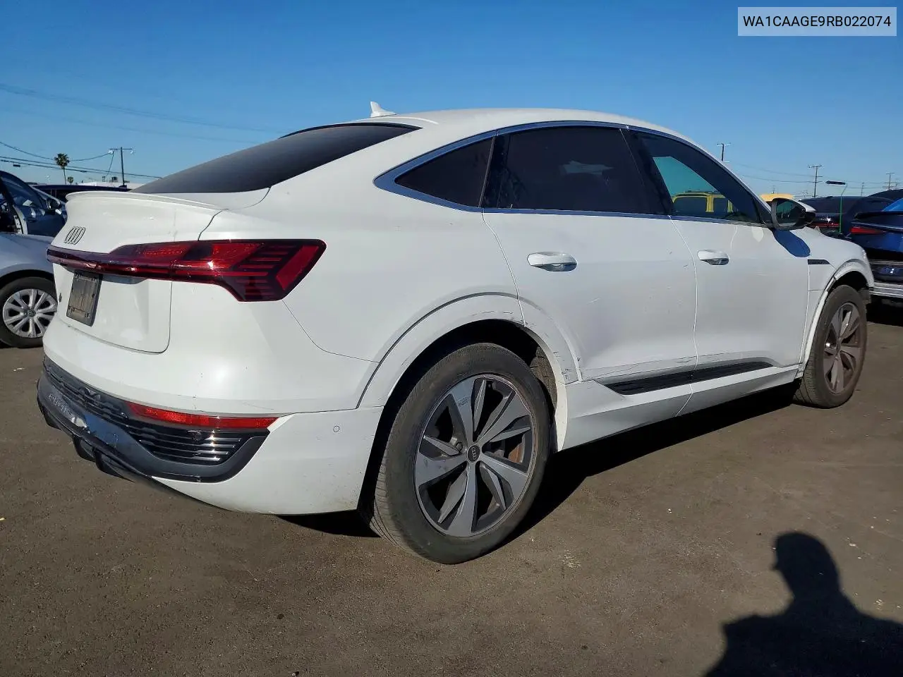 2024 Audi Q8 E-Tron Sportback Premium Plus VIN: WA1CAAGE9RB022074 Lot: 46932326