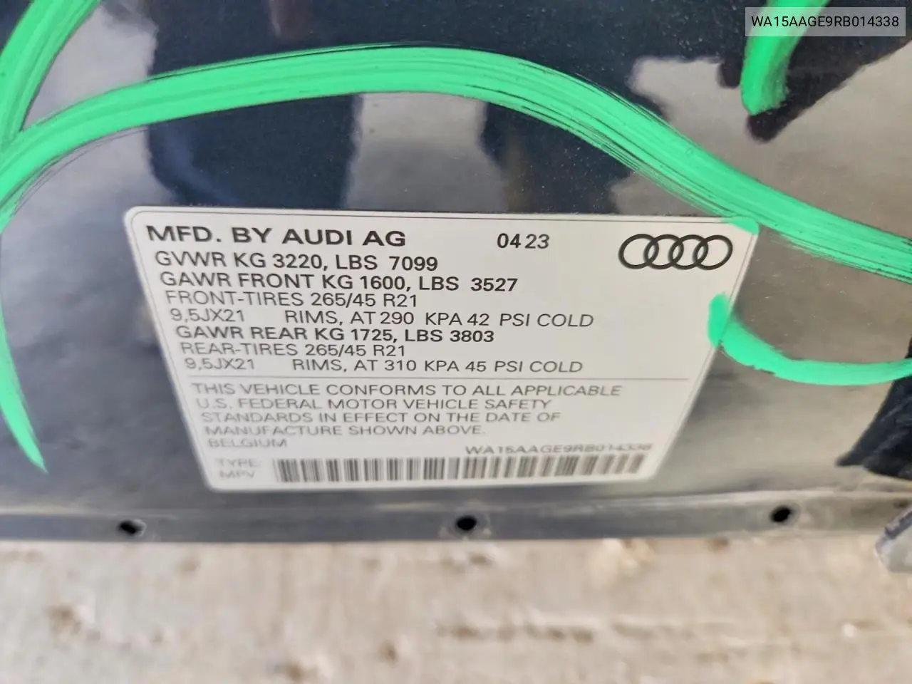 2024 Audi Q8 E-Tron Premium Plus VIN: WA15AAGE9RB014338 Lot: 61146816