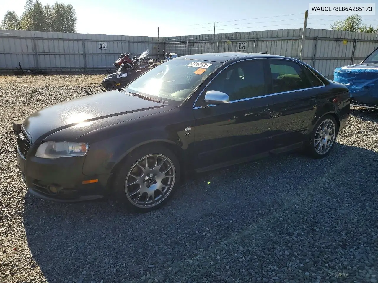 2006 Audi S4 Quattro VIN: WAUGL78E86A285173 Lot: 59194426