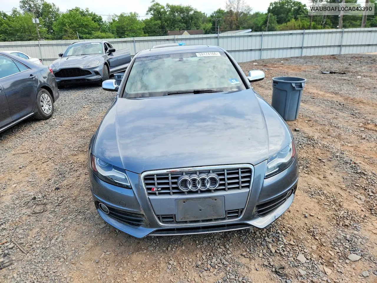 2012 Audi S4 Premium Plus VIN: WAUBGAFL0CA043390 Lot: 59174166