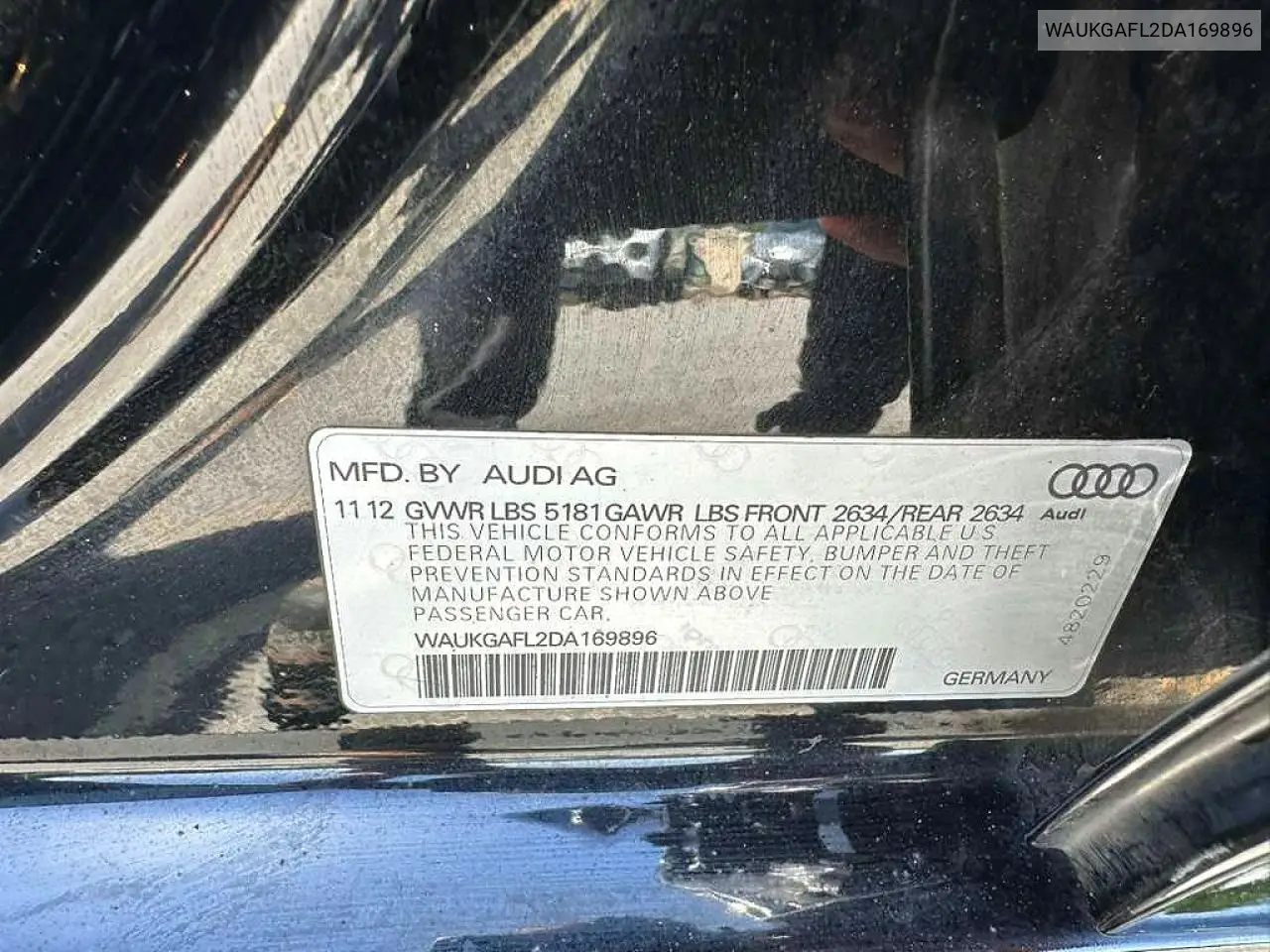 2013 Audi S4 Prestige VIN: WAUKGAFL2DA169896 Lot: 54771006