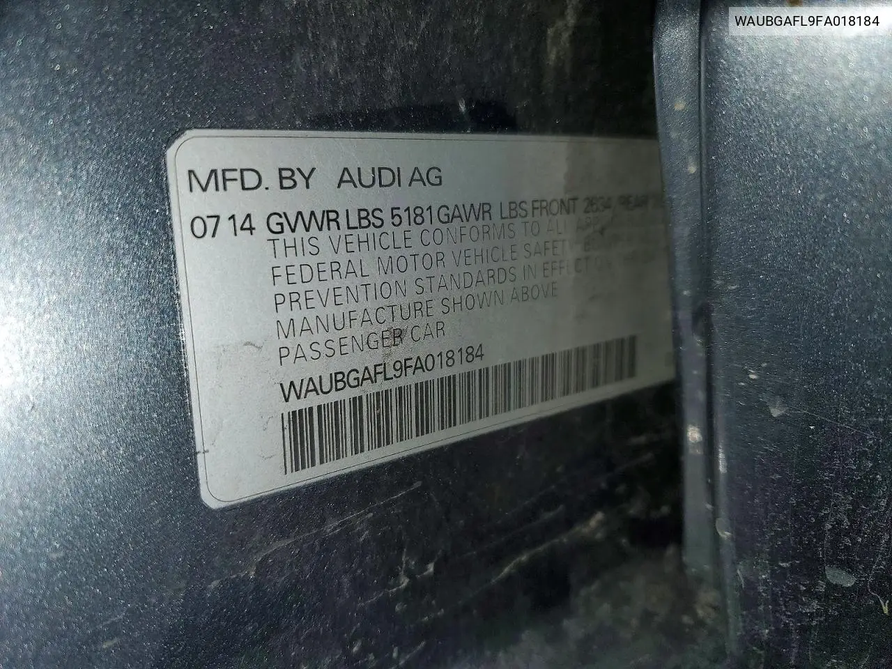 2015 Audi S4 Premium Plus VIN: WAUBGAFL9FA018184 Lot: 51124206