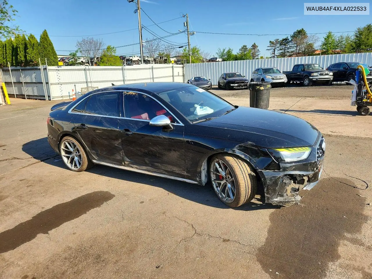 2020 Audi S4 Premium Plus VIN: WAUB4AF4XLA022533 Lot: 53900266