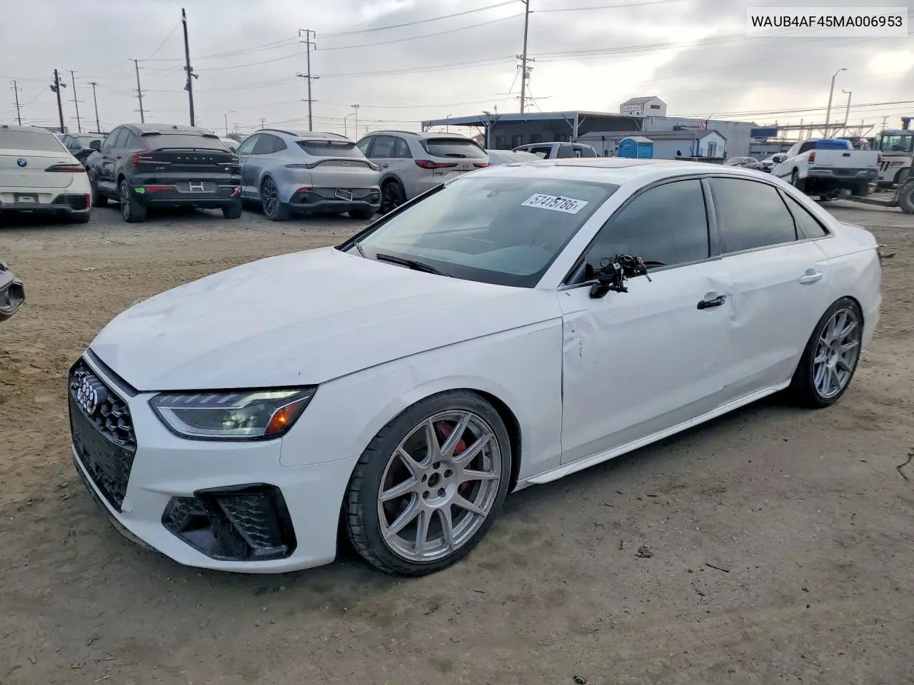 2021 Audi S4 Premium Plus VIN: WAUB4AF45MA006953 Lot: 57415786