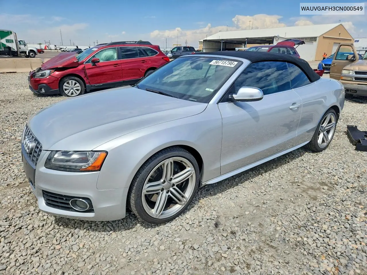2012 Audi S5 Prestige VIN: WAUVGAFH3CN000549 Lot: 56715796