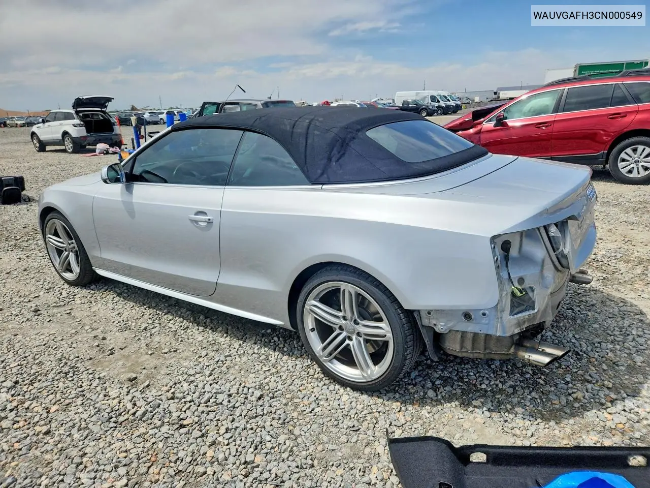 2012 Audi S5 Prestige VIN: WAUVGAFH3CN000549 Lot: 56715796