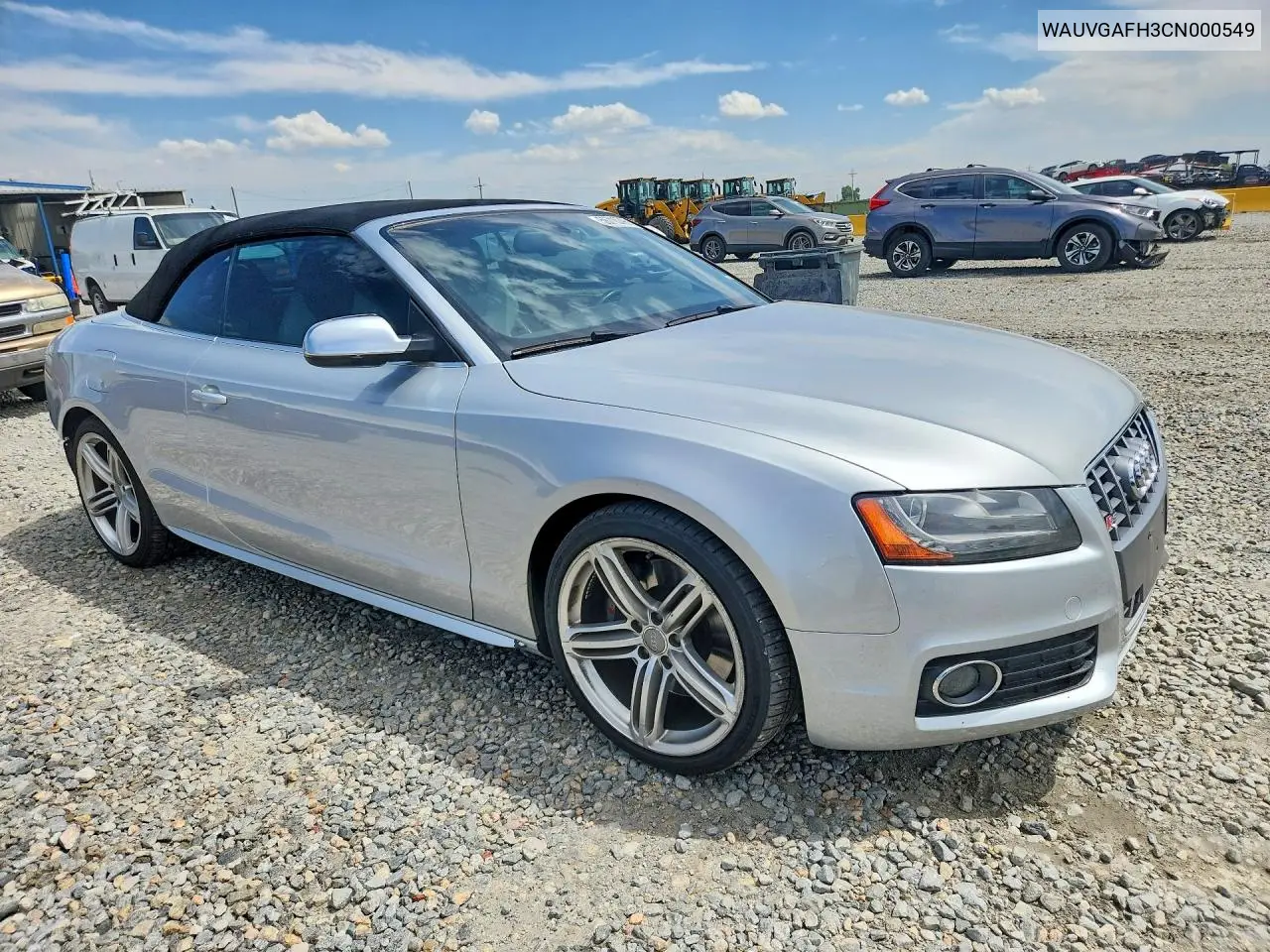 2012 Audi S5 Prestige VIN: WAUVGAFH3CN000549 Lot: 56715796