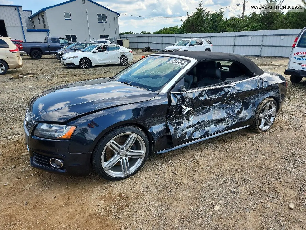 2012 Audi S5 Prestige VIN: WAUVGAFH1CN008925 Lot: 58833956