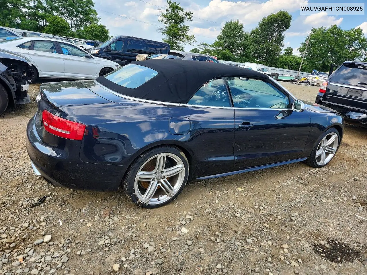 2012 Audi S5 Prestige VIN: WAUVGAFH1CN008925 Lot: 58833956