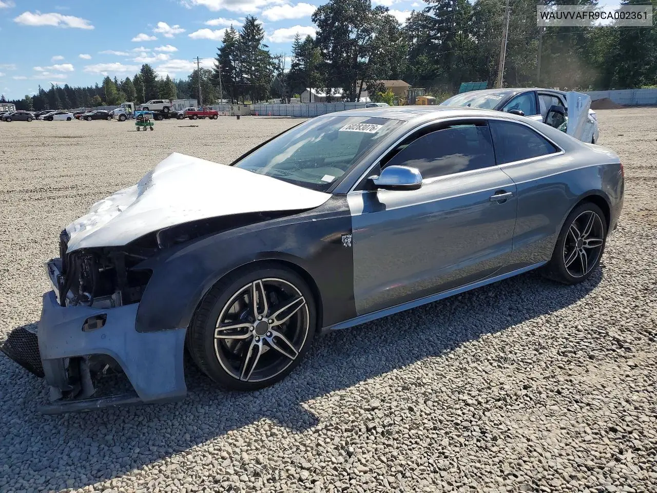 2012 Audi S5 Prestige VIN: WAUVVAFR9CA002361 Lot: 60283076