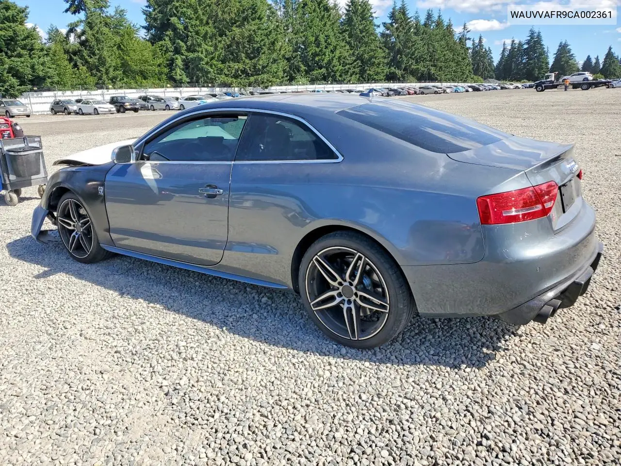 2012 Audi S5 Prestige VIN: WAUVVAFR9CA002361 Lot: 60283076