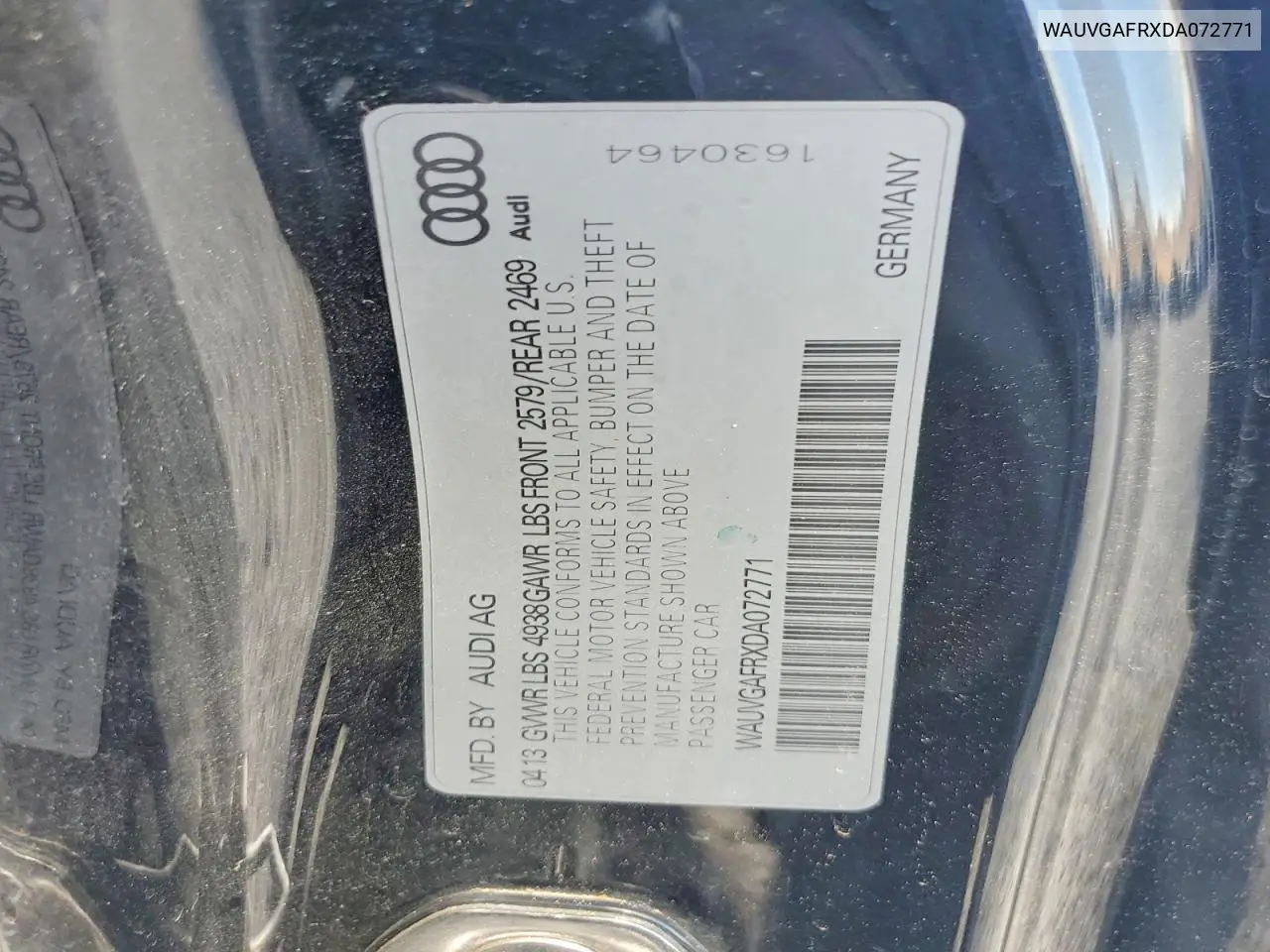 2013 Audi S5 Prestige VIN: WAUVGAFRXDA072771 Lot: 49520146