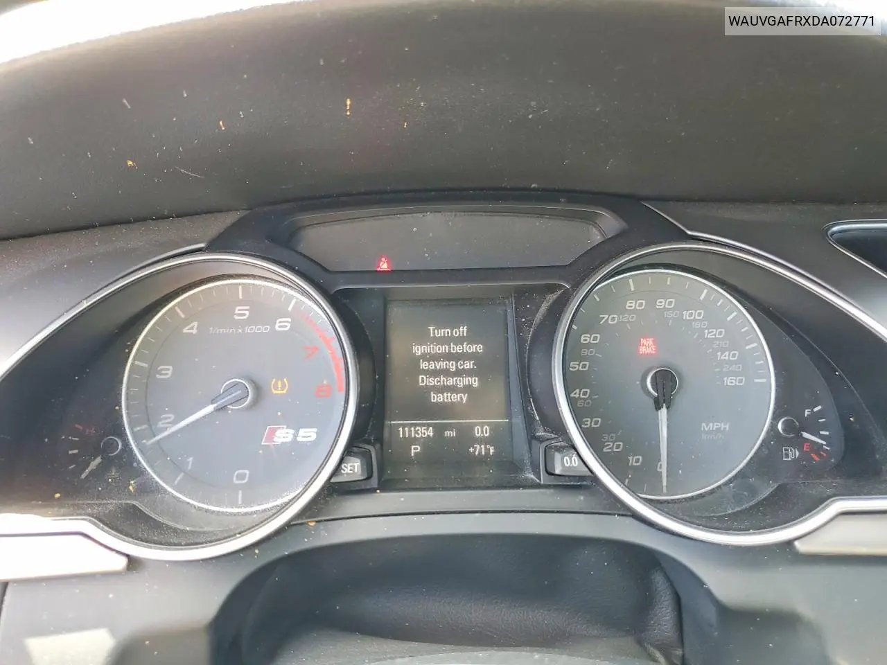 2013 Audi S5 Prestige VIN: WAUVGAFRXDA072771 Lot: 49520146