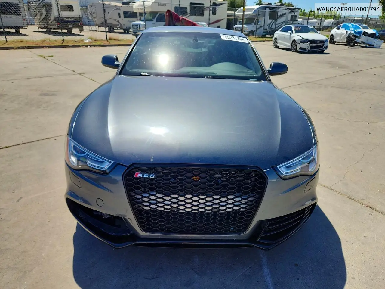 2017 Audi S5 VIN: WAUC4AFR0HA001794 Lot: 56331386
