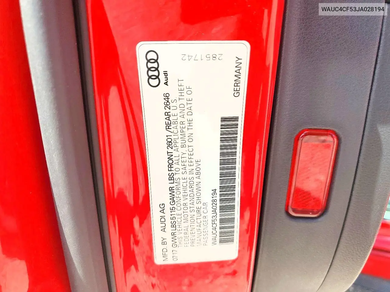 2018 Audi S5 Prestige VIN: WAUC4CF53JA028194 Lot: 58431196