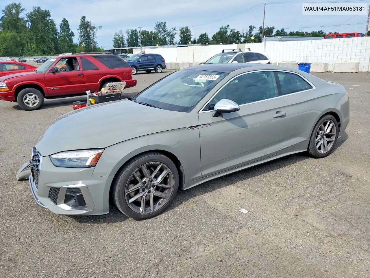 2021 Audi S5 Premium Plus VIN: WAUP4AF51MA063181 Lot: 54757366