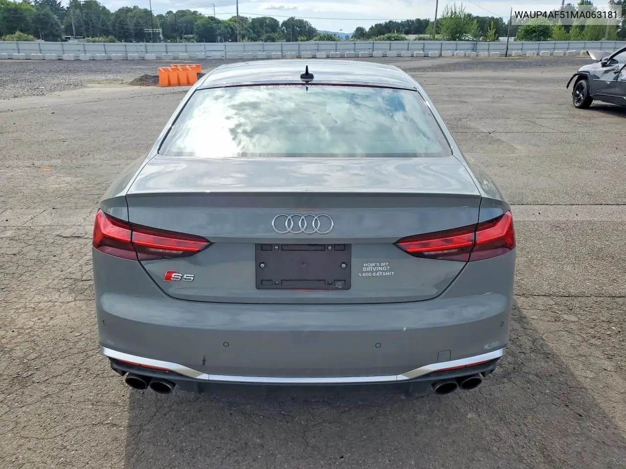 2021 Audi S5 Premium Plus VIN: WAUP4AF51MA063181 Lot: 54757366