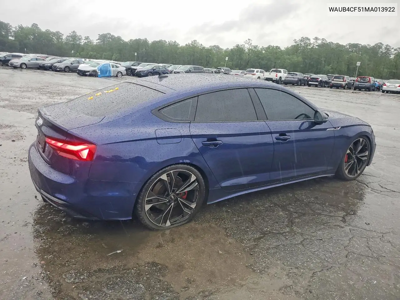 2021 Audi S5 Prestige VIN: WAUB4CF51MA013922 Lot: 57887286
