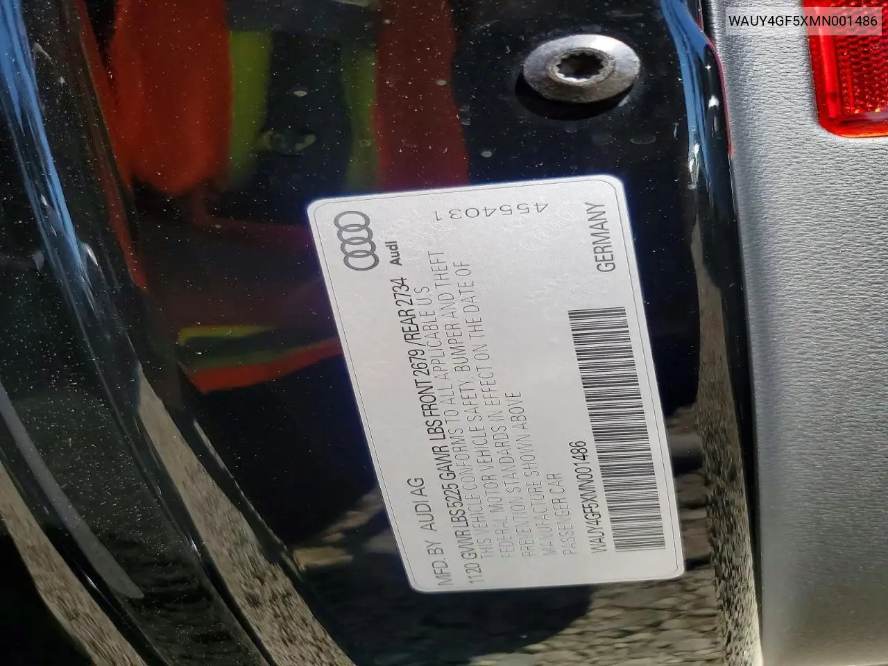 2021 Audi S5 Prestige VIN: WAUY4GF5XMN001486 Lot: 57914146