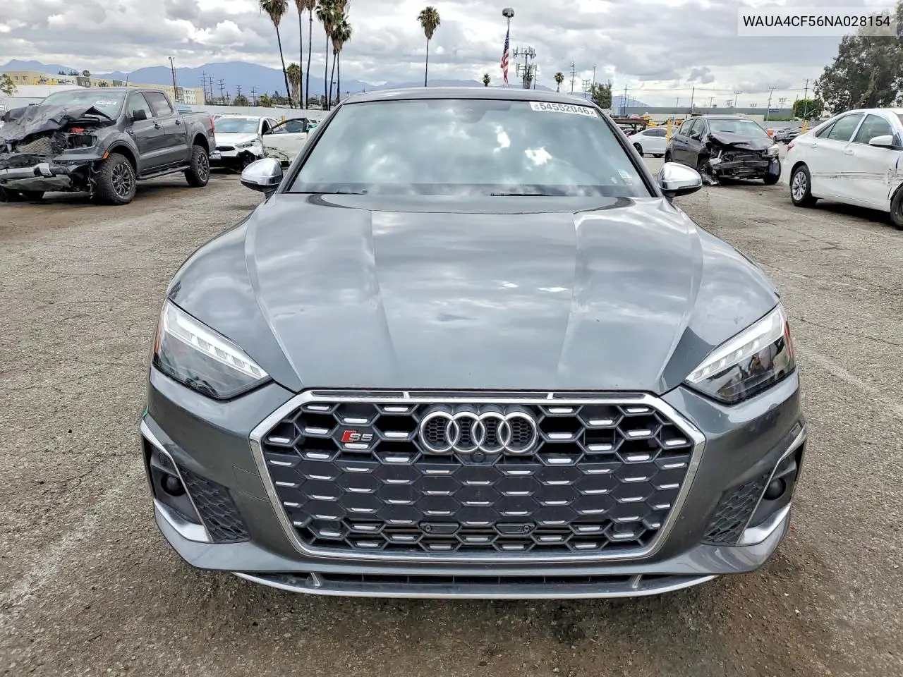 2022 Audi S5 Premium VIN: WAUA4CF56NA028154 Lot: 54552046
