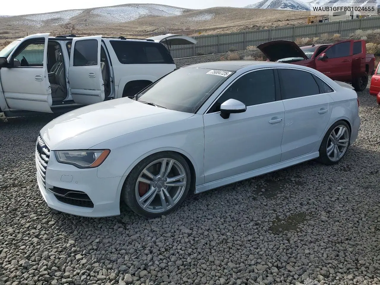 2016 Audi S3 Premium Plus VIN: WAUB1GFF8G1024655 Lot: 75004725