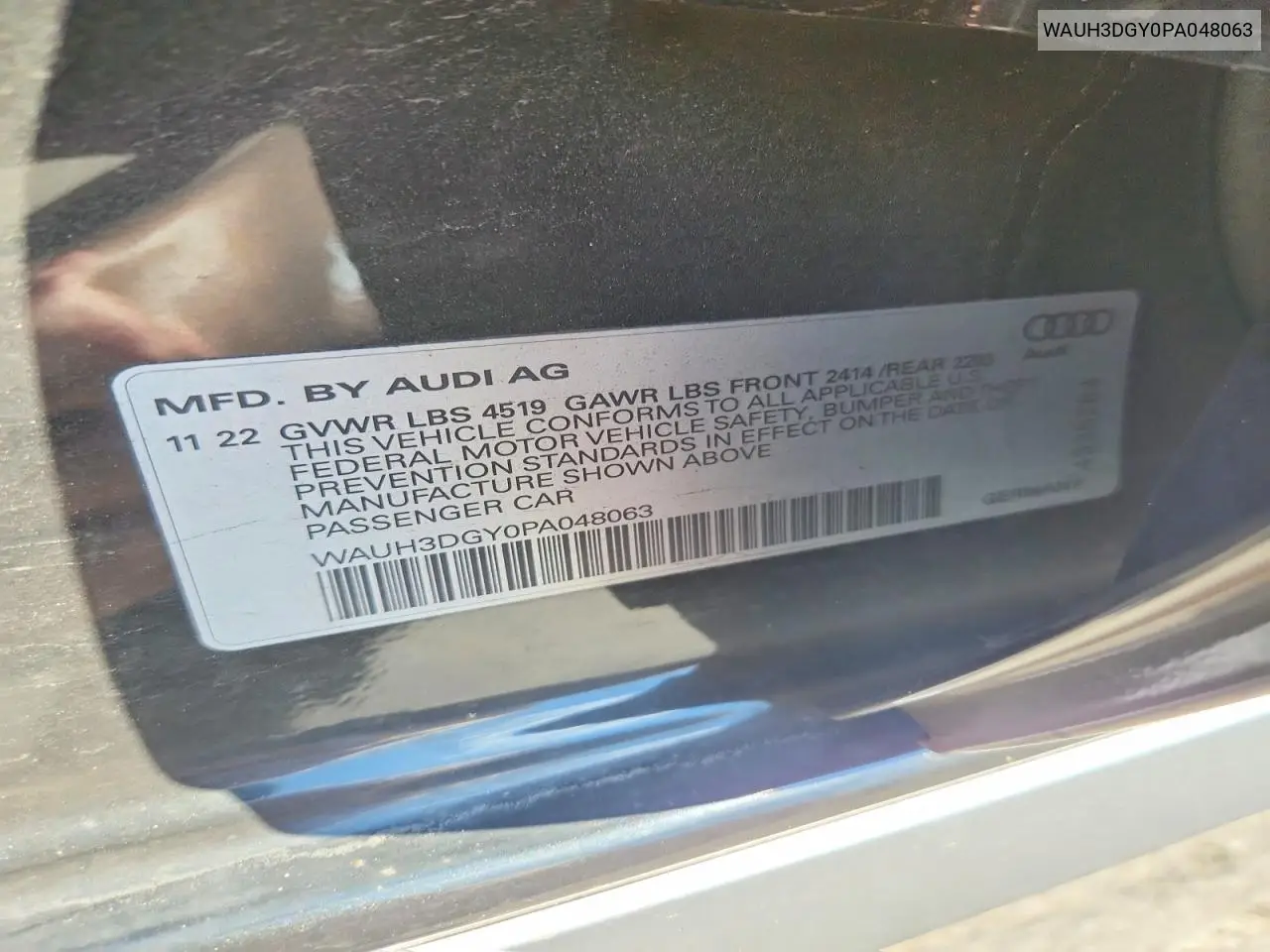 2023 Audi S3 Premium Plus VIN: WAUH3DGY0PA048063 Lot: 59019416