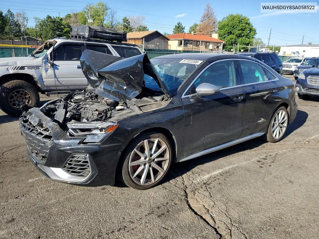 2025 Audi S3 Premium Plus VIN: WAUH5DGY8SA058522 Lot: 57722206