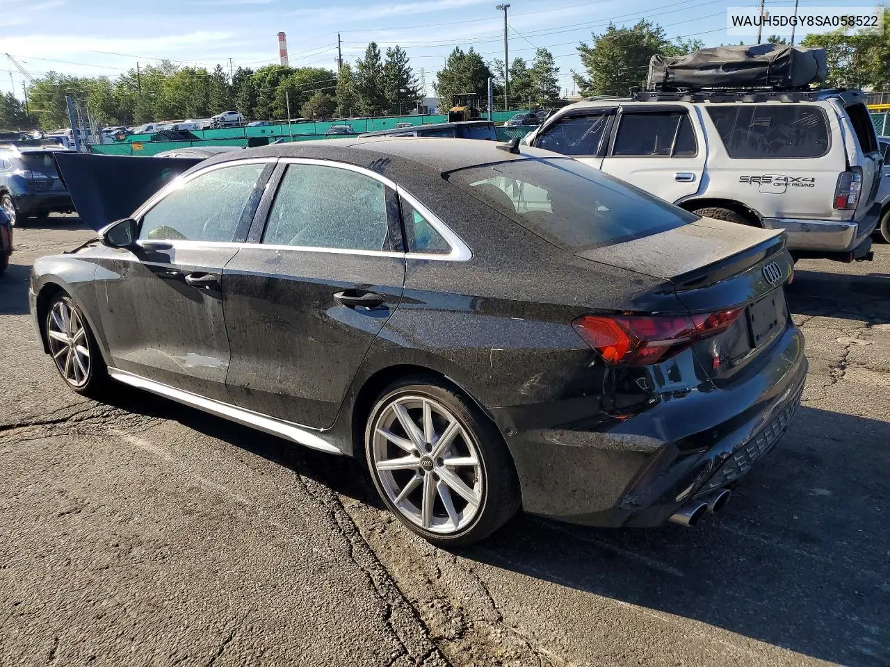 2025 Audi S3 Premium Plus VIN: WAUH5DGY8SA058522 Lot: 57722206
