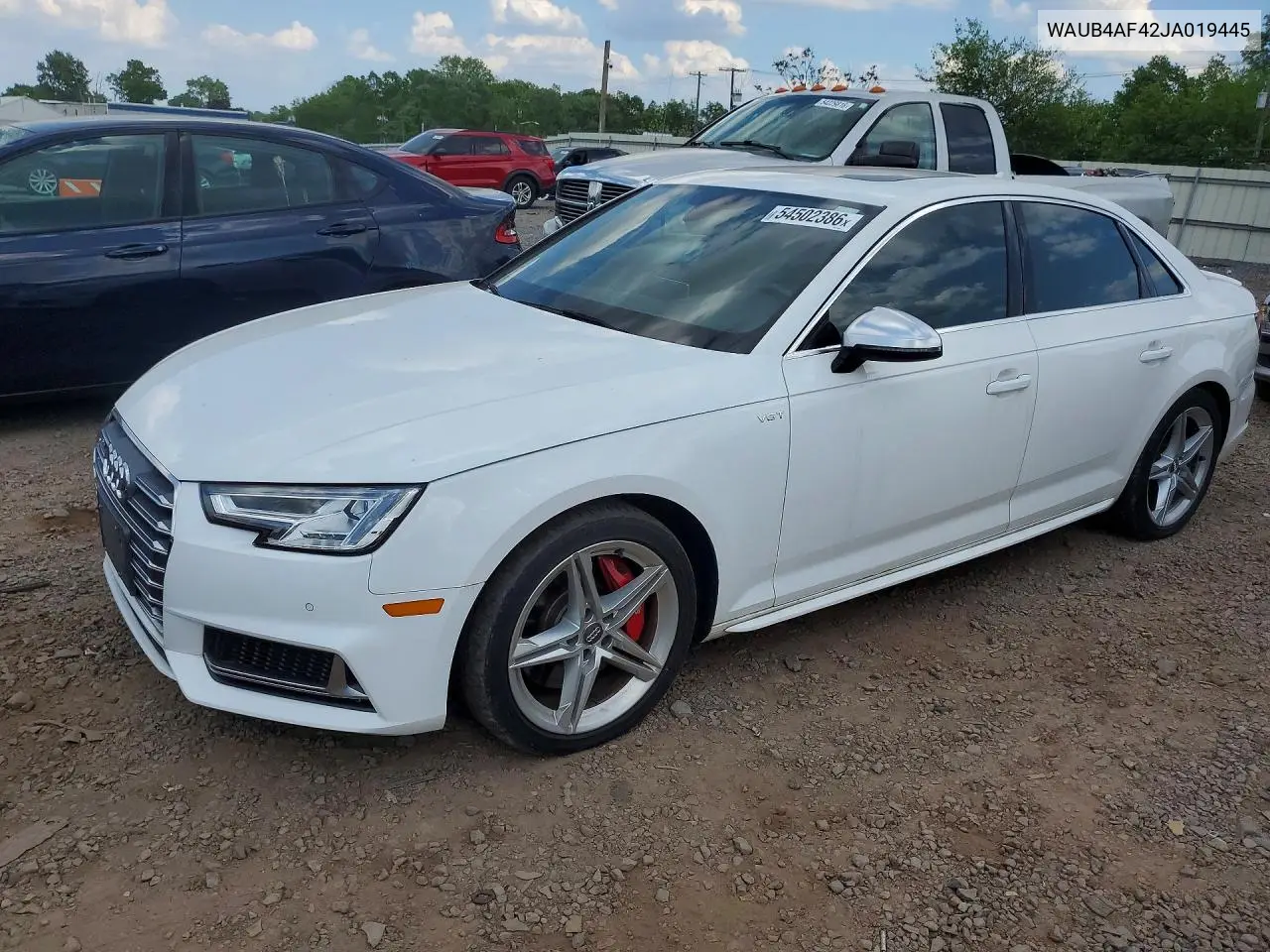 2018 Audi S4 Premium Plus VIN: WAUB4AF42JA019445 Lot: 54502386