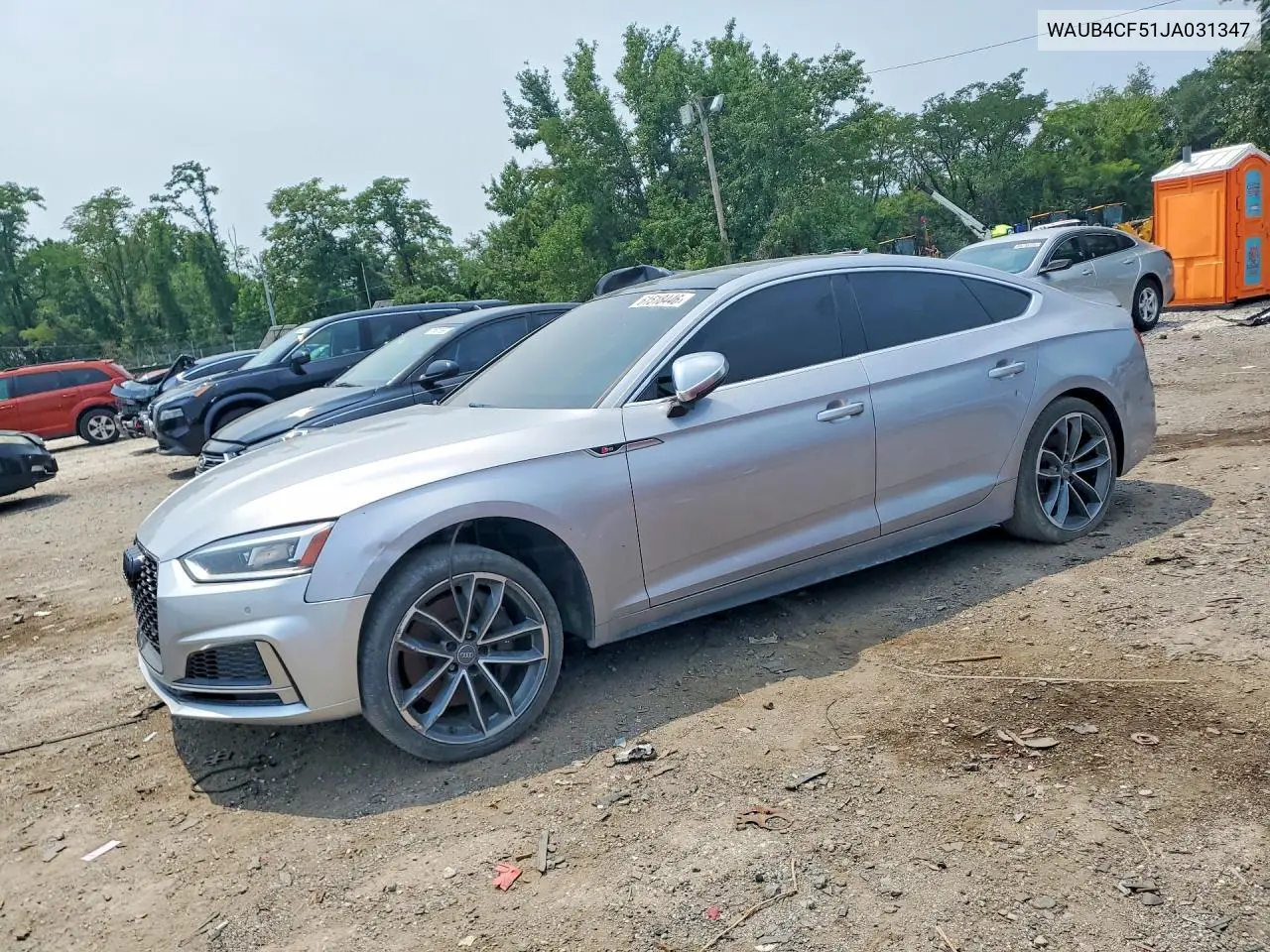 2018 Audi S5 Premium Plus VIN: WAUB4CF51JA031347 Lot: 61518446
