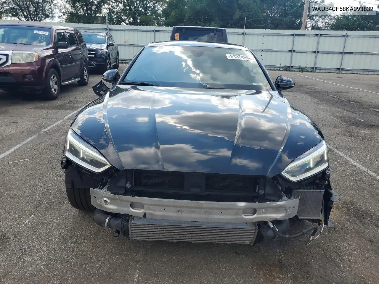2019 Audi S5 Premium Plus VIN: WAUB4CF58KA093832 Lot: 61374056