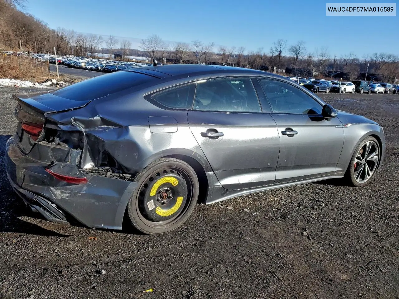 2021 Audi S5 Premium Plus VIN: WAUC4DF57MA016589 Lot: 72320015