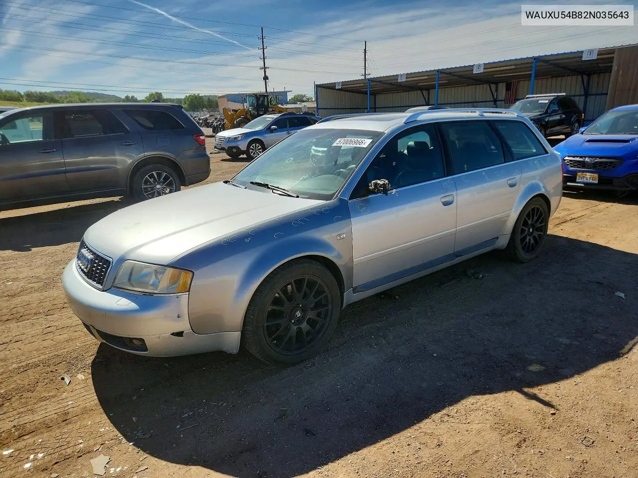 2002 Audi S6 Avant Quattro VIN: WAUXU54B82N035643 Lot: 57006966