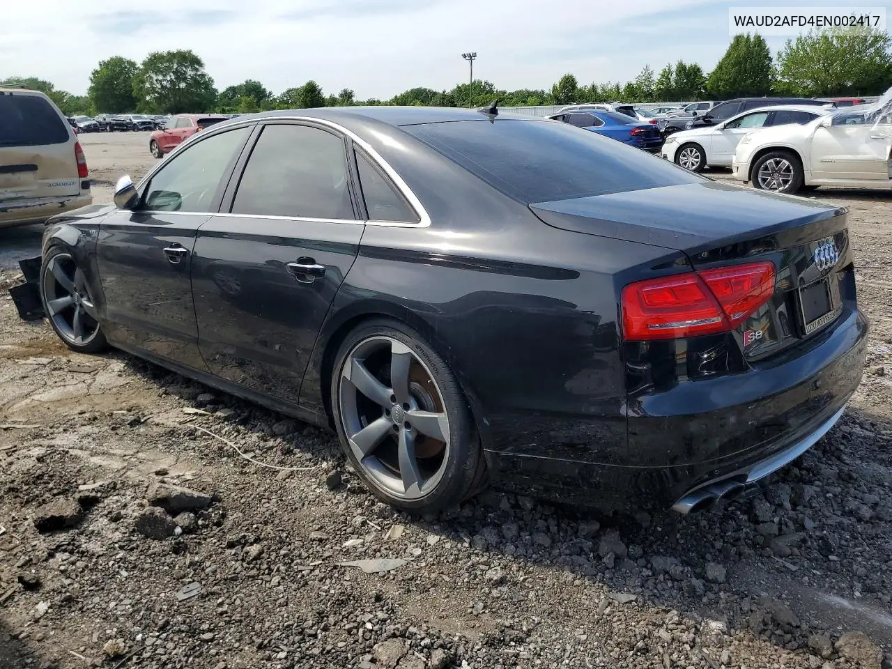 2014 Audi S8 Quattro VIN: WAUD2AFD4EN002417 Lot: 54689116
