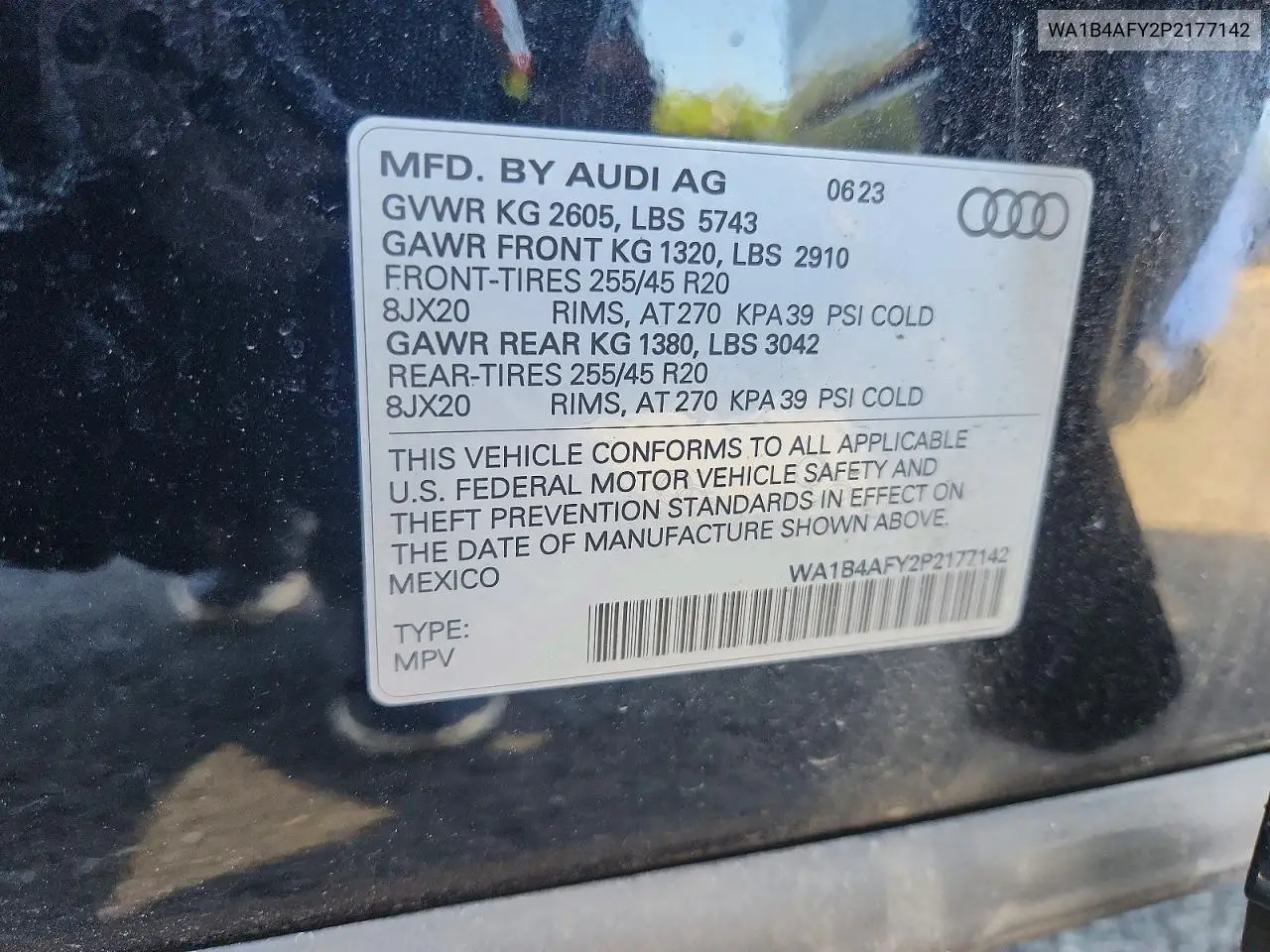 2023 Audi Sq5 Premium Plus VIN: WA1B4AFY2P2177142 Lot: 60399706