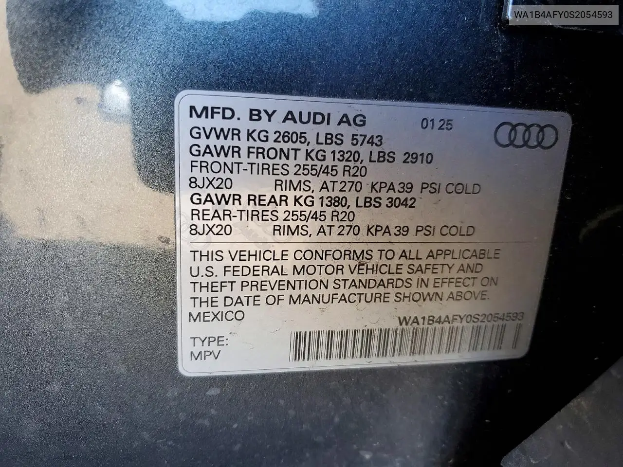 2025 Audi Sq5 Premium Plus VIN: WA1B4AFY0S2054593 Lot: 49181526