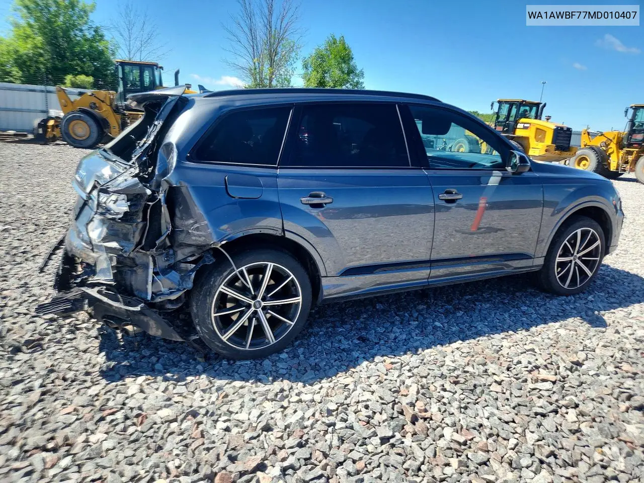 2021 Audi Sq7 Premium Plus VIN: WA1AWBF77MD010407 Lot: 56844066