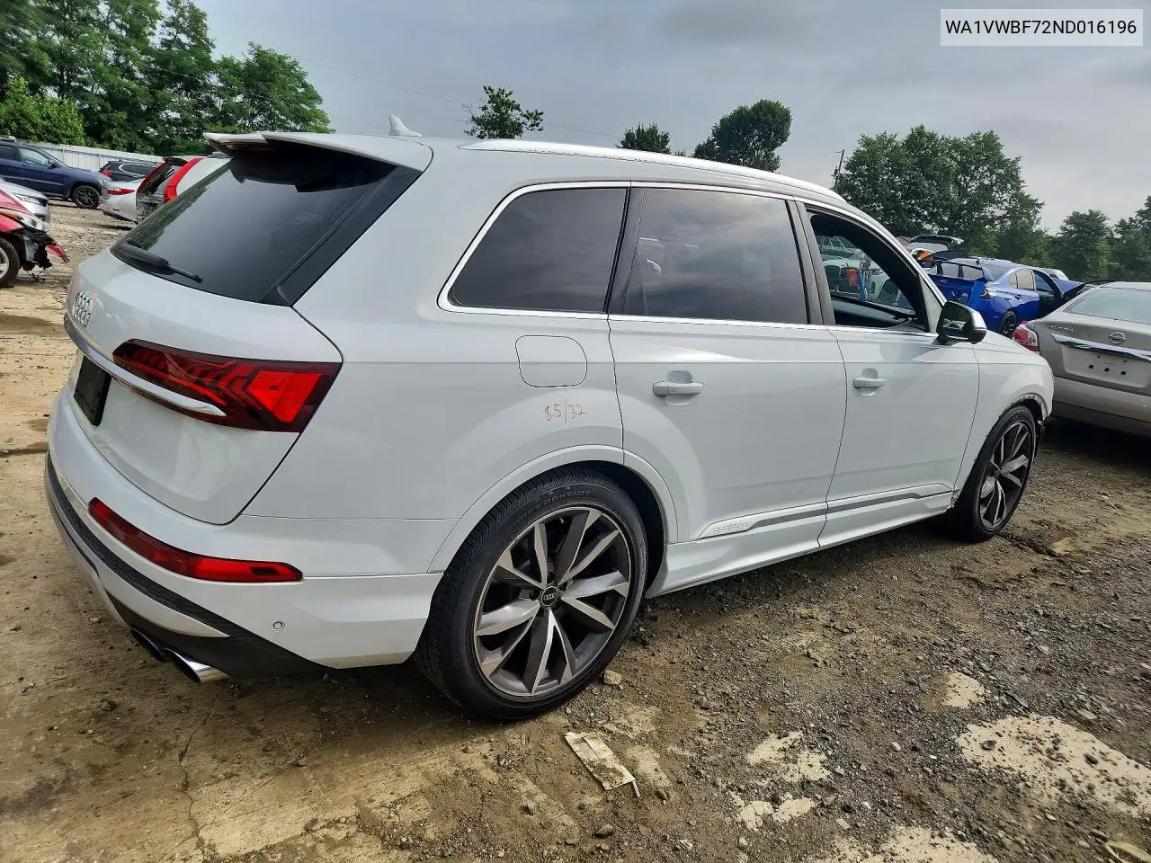 2022 Audi Sq7 Prestige VIN: WA1VWBF72ND016196 Lot: 60301226