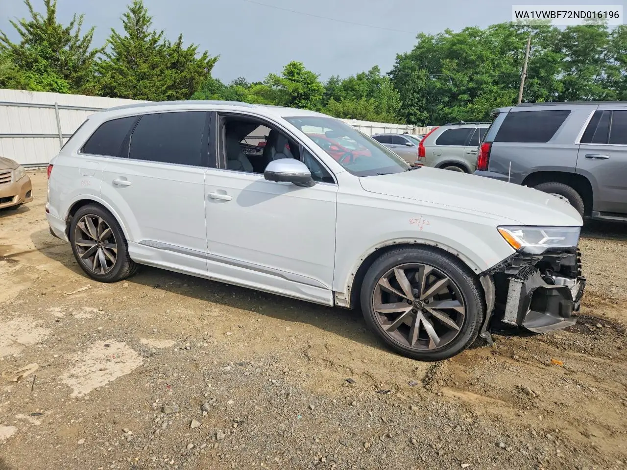 2022 Audi Sq7 Prestige VIN: WA1VWBF72ND016196 Lot: 60301226
