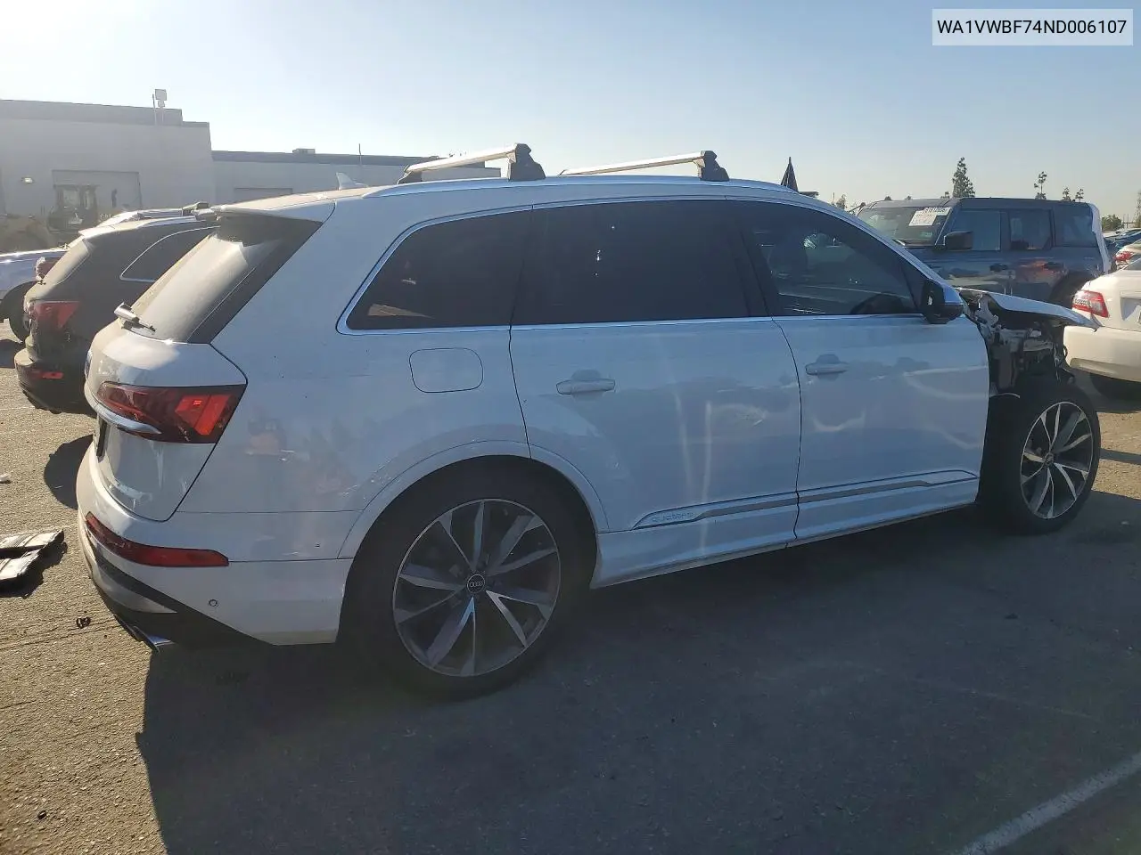2022 Audi Sq7 Prestige VIN: WA1VWBF74ND006107 Lot: 61969586